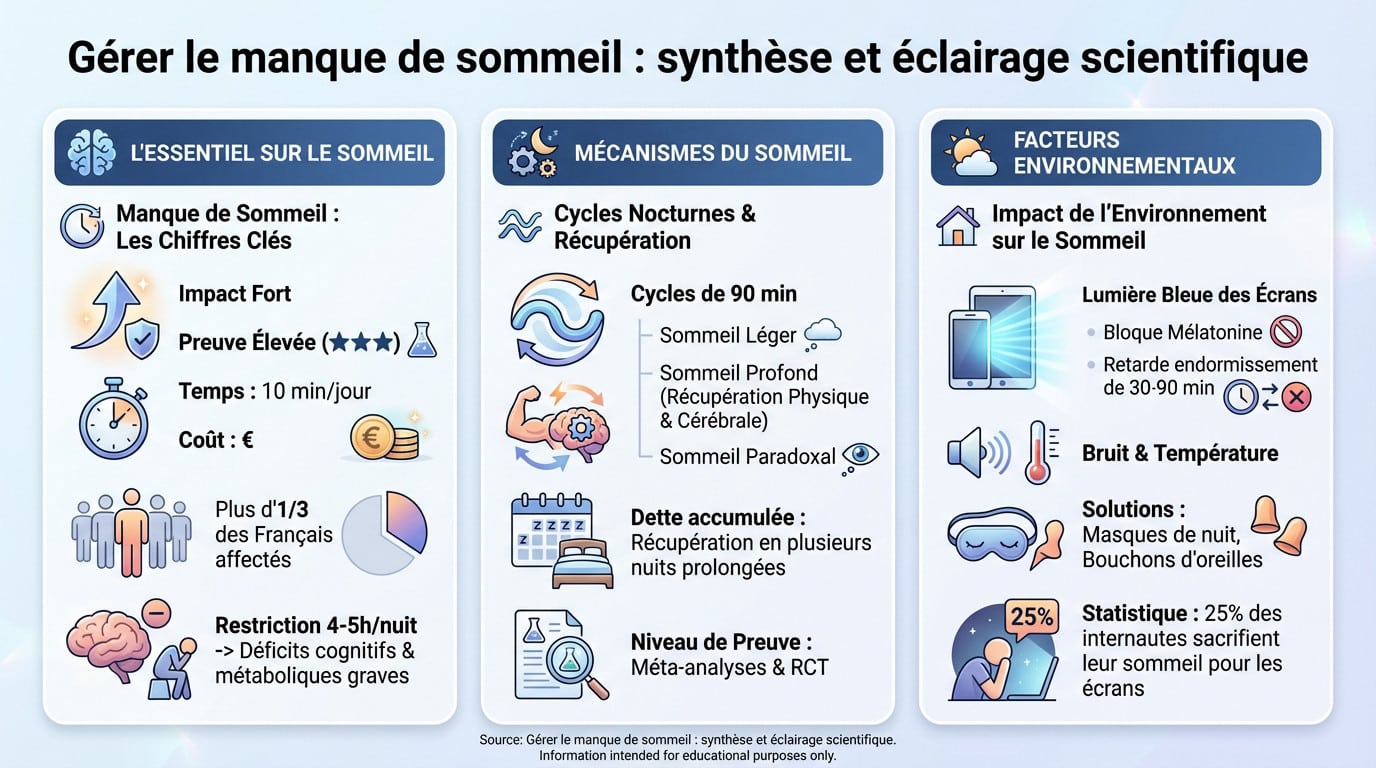 Infographie sur la gestion du manque de sommeil et la dette accumulée